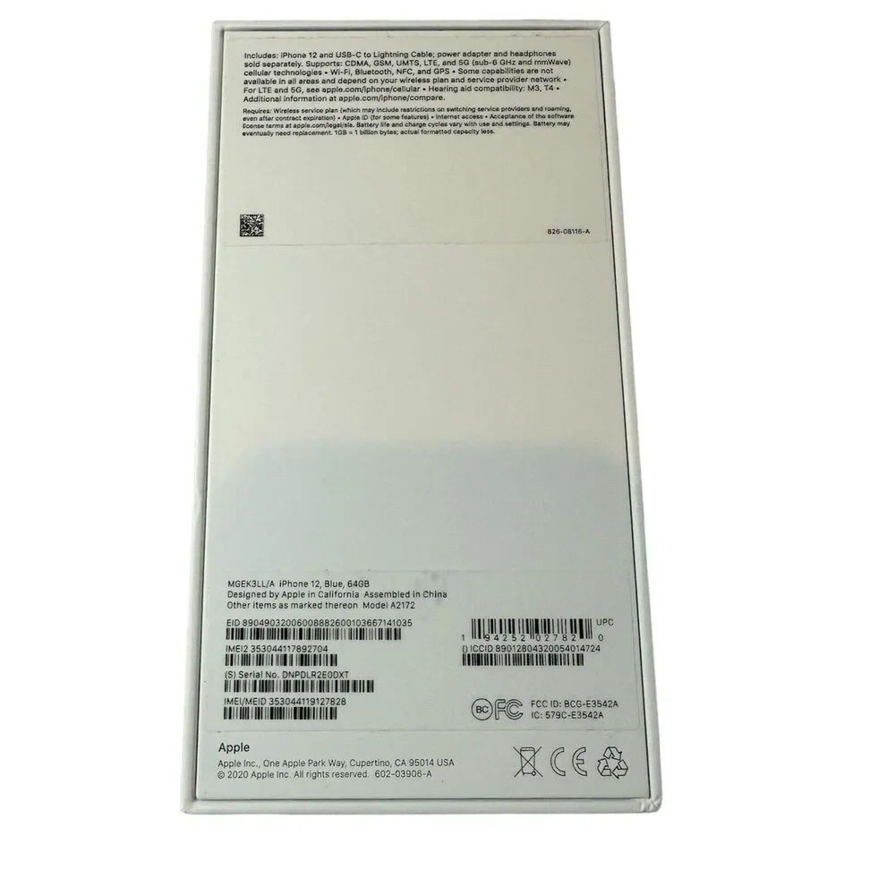 Apple iPhone 12 Blue 64GB Empty Box Only